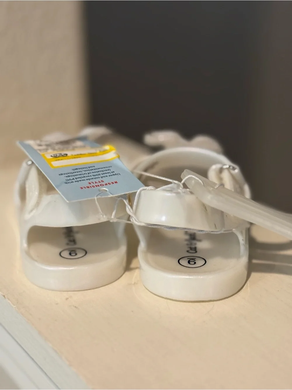 Girls Cat & Jack Toddler Pearl White Colored Sandal Size 9 NEW - Picture 4 of 6